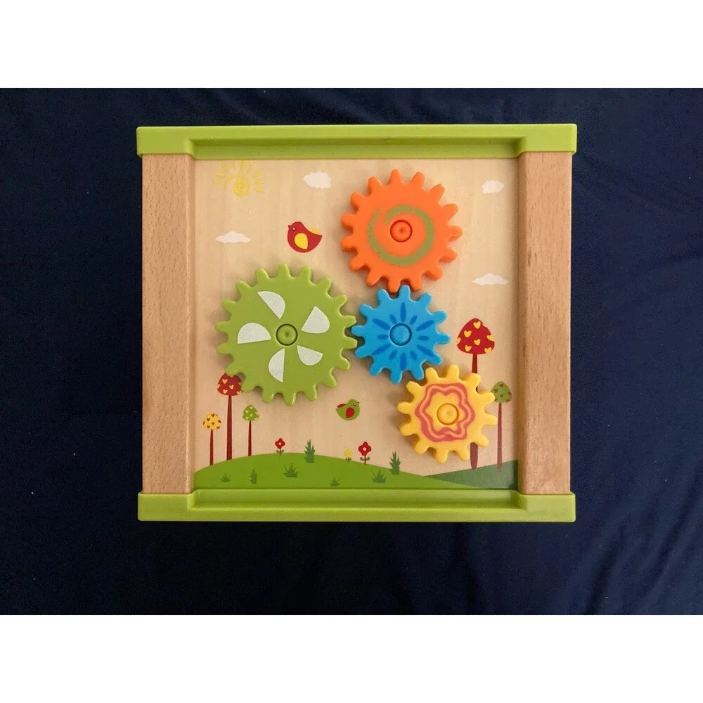 TOYVENTIVE Wooden Activity Cube Toy – Interactive Learning Play for Toddlers
